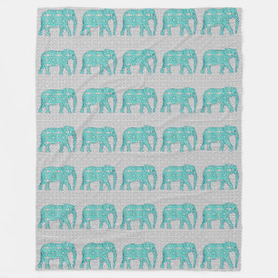 Cobertor De Velo Elefante de flor de Mandala - turquesa, cinza e br