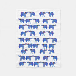 Cobertor De Velo Elefante de velo branco, elefante azul