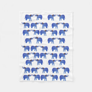 Cobertor De Velo Elefante de velo branco, elefante azul