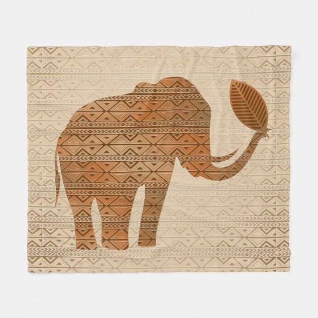 Cobertor De Velo Elefante - Design de Arte Tribal (Frente (Horizontal))