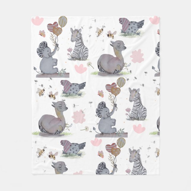 Cobertor De Velo Elefante e Polka Hen (Frente)