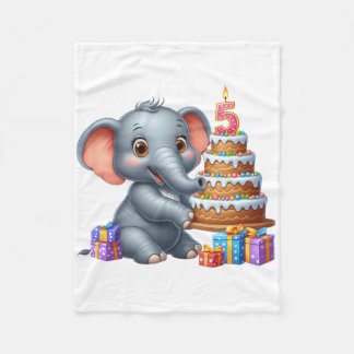 Cobertor De Velo Elefante Fofo Aniversário de 5 anos