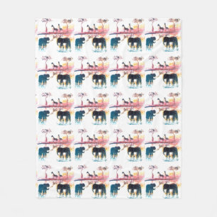 Cobertor De Velo Elefante, Giraffe Safari Sunset Wildlife Patterno