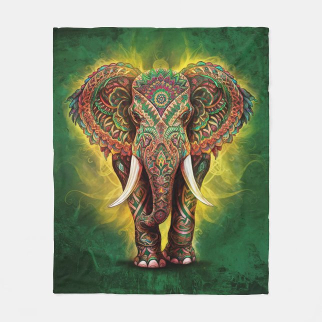 Cobertor De Velo Elefante Majestoso Mandala (Frente)
