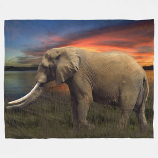 Cobertor De Velo Elefante na cobertura do velo do por do sol,