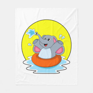 Cobertor De Velo Elefante Nadando com Lifebuoy