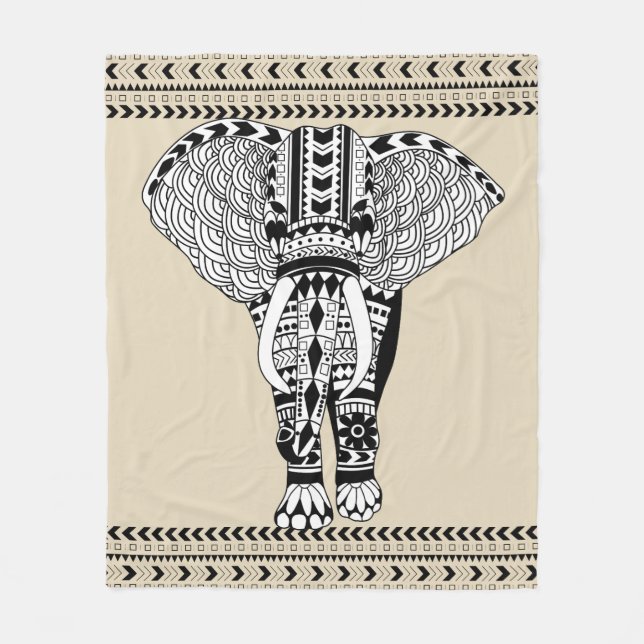 Cobertor De Velo Elefante Padrão Trendy Bohemian (Frente)