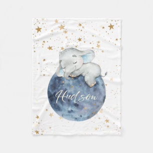 Cobertor De Velo Elefante para bebês personalizado na lua 30x40 F