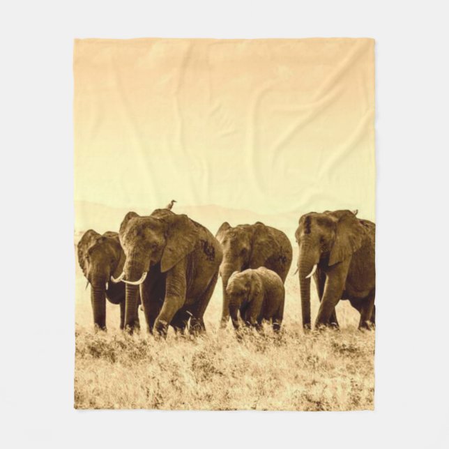 Cobertor De Velo Elefantes andando Fleece Blanket (Frente)