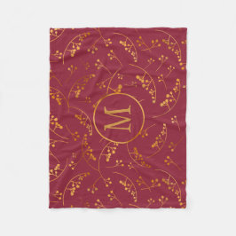 Cobertor De Velo Elegan monogramo gold marsala, padrão rosa