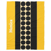Elegant black beige & yellow dots monogram name
