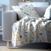 Elegant Blue Purple Watercolor Wildflower 