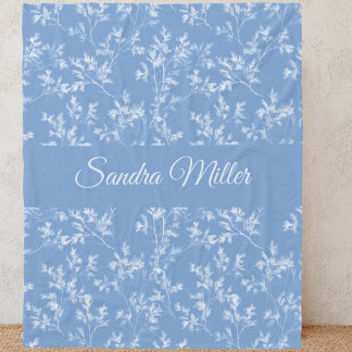 Cobertor De Velo Elegant Custom Name Dusty Blue Frost Botanical