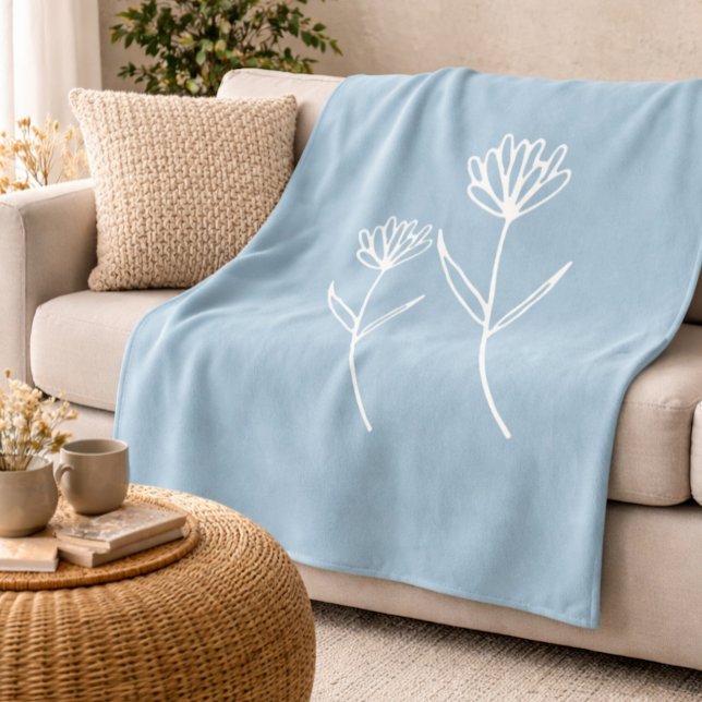 Cobertor De Velo Elegant Dusty Blue Simple Flower  (Criador carregado)