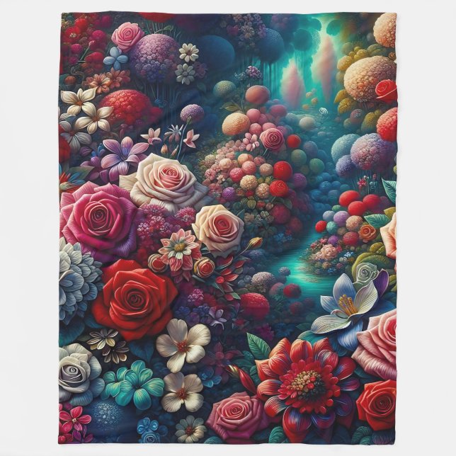 Cobertor De Velo "Elegant Garden Stream - Arte Floral Vibrante" (Frente)