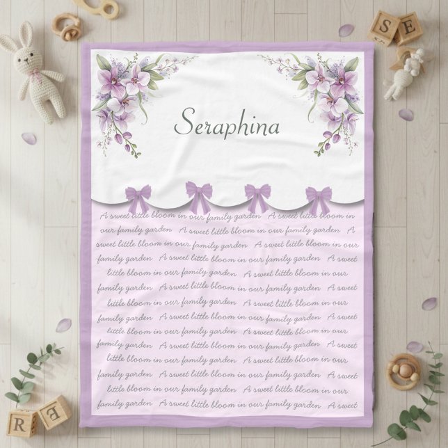 Cobertor De Velo Elegant Lavender Baby Girl Purple Nursery (Invite a sense of whimsical grace into her nursery with our "Seraphina" heritage blanket)