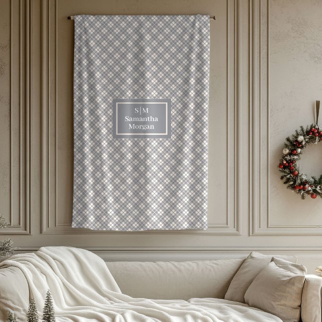 Cobertor De Velo Elegant Plaid Throw Custom Name Pastel Accent (Elegant Plaid Throw Custom Name Pastel Accent)