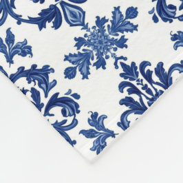 Cobertor De Velo Elegant Victorian Damask Flower Pattern Navy Blue 