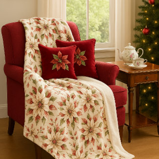 Cobertor De Velo Elegant Vintage Poinsettia Winter 