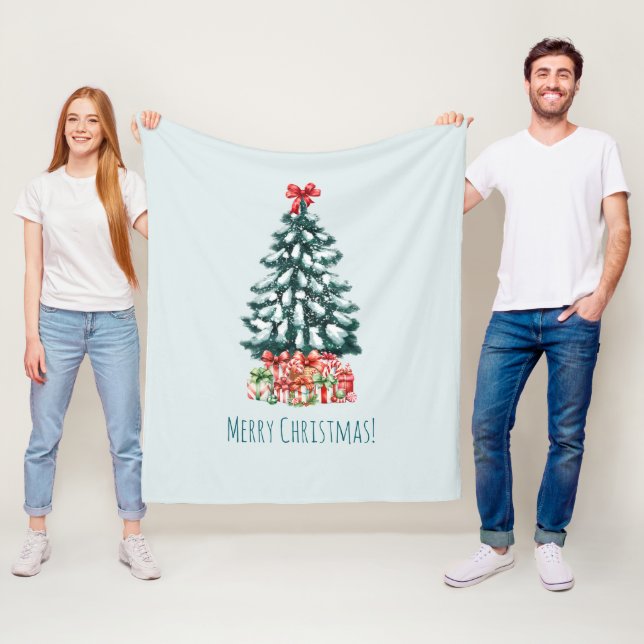 Cobertor De Velo Elegante Árvore de Natal Nevada em Verde Menta (In Situ)