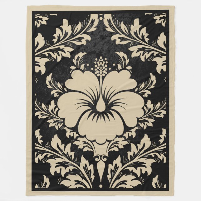 Cobertor De Velo Elegante beige e damasco preto elegante (Frente)