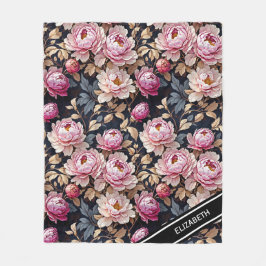 Cobertor De Velo Elegante Bem-vindo Blush Pink Peony Floral Nome