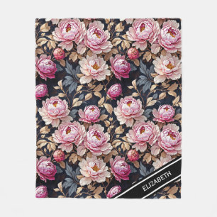 Cobertor De Velo Elegante Bem-vindo Blush Pink Peony Floral Nome