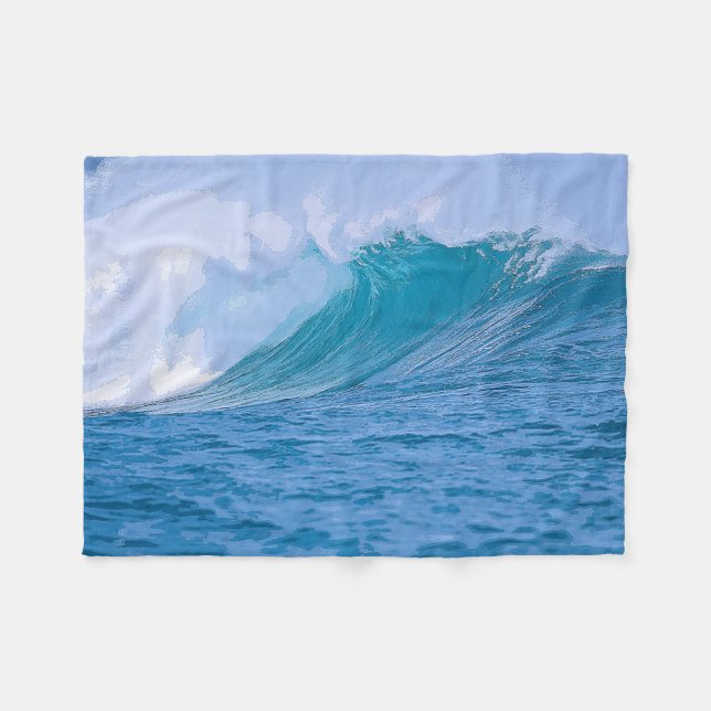 Cobertor De Velo Elegante Blue Ocean Waves Acrylic Trabalho de arte (Frente (Horizontal))