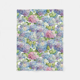 Cobertor De Velo Elegante Blue Pink Hydrangeas em Bloom Floral