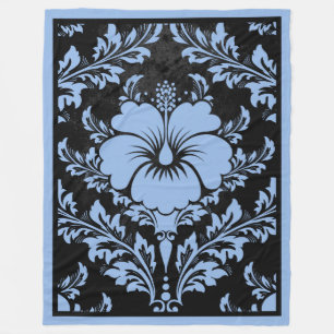 Cobertor De Velo elegante damasco azul e preto