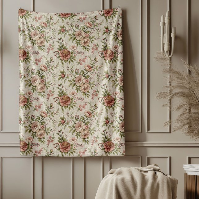 Cobertor De Velo Elegante Designs Florais Moles Chic Farmhouse (Elegant Rustic Farmhouse Chic Soft Floral Designs Fleece Blanket)