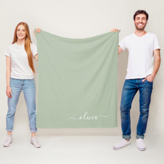 Cobertor De Velo Elegante do Monograma Moderno Minimalista Verde Sa