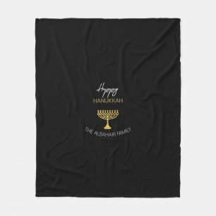 Cobertor De Velo Elegante Feliz Hanukkah Menorá Dourada Monograma