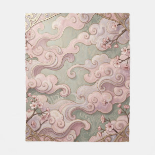 Cobertor De Velo Elegante Flor de Cerejeira Arte Nouveau Espirais
