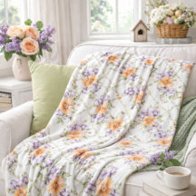 Elegante Floral Primavera de Lavanda e Pêssego Cot