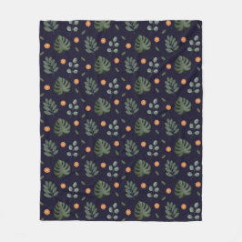 Cobertor De Velo Elegante Folha Floral Botânica de Aquarela Azul Ma
