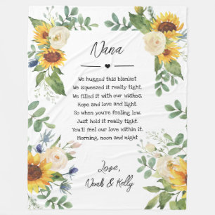 Cobertor De Velo Elegante Greenery Vovó Nana Avô Citação