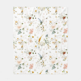 Cobertor De Velo Elegante Jardim de Flores Silvestres em Aquarela