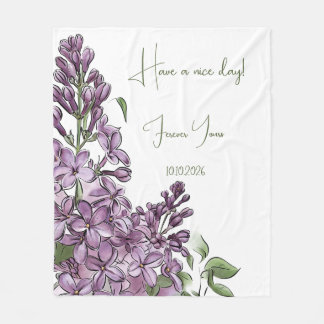 Cobertor De Velo Elegante Lilás Roxo Botânico Floral Fleece Aconche