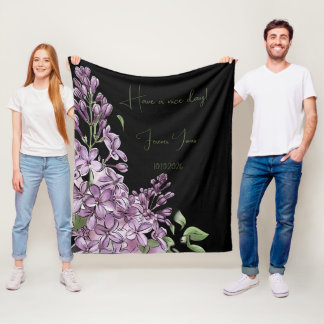 Cobertor De Velo Elegante Lilás Roxo Botânico Floral Fleece Aconche