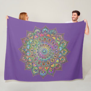 Cobertor De Velo Elegante Mandala Colorido Estilo Índia 1