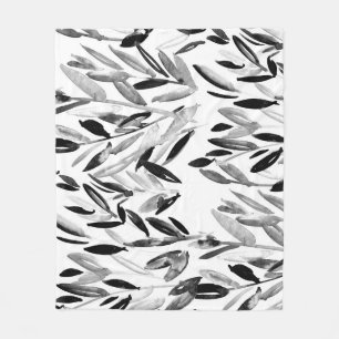 Cobertor De Velo Elegante Monocromo: Padrão de Folhas Naturais