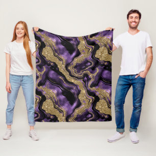 Cobertor De Velo Elegante padrão de ágata com purpura e dourado bri