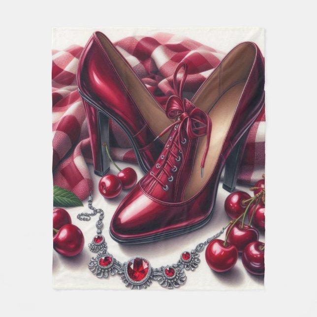 Cobertor De Velo Elegante Red High Heels com Cereja (Frente)