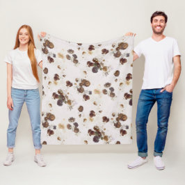 Cobertor De Velo Elegante Rosa Castanho bege Floral Toile