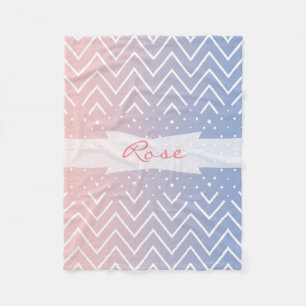 Cobertor De Velo Elegante rosa rosa quartzo azul pastel Chevron Nom