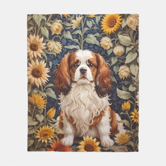 Cobertor De Velo Elegante Sunflower Cavalier King Charles Spaniel (Frente)