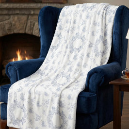 Cobertor De Velo Elegante Toile Francesa Azul Branco
