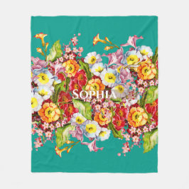 Cobertor De Velo Elegante Turquoise Vintage Floral Personalizado