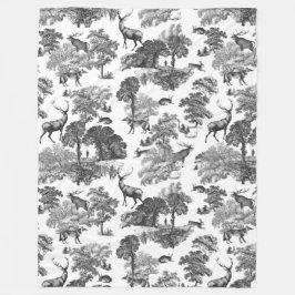 Cobertor De Velo Elegante Vintage Black White Toile Deer